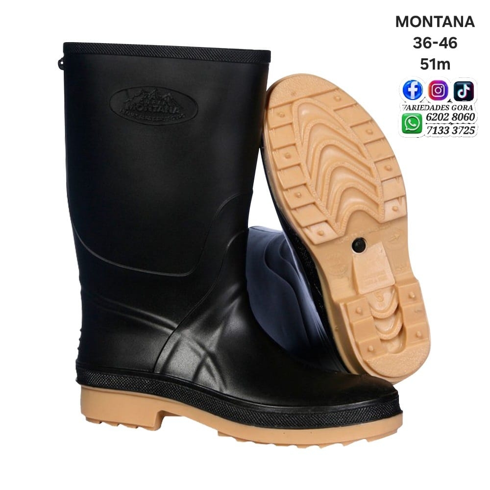 BOTA HOMBRE  HULE NEGRA 36-46 MONTANA P19