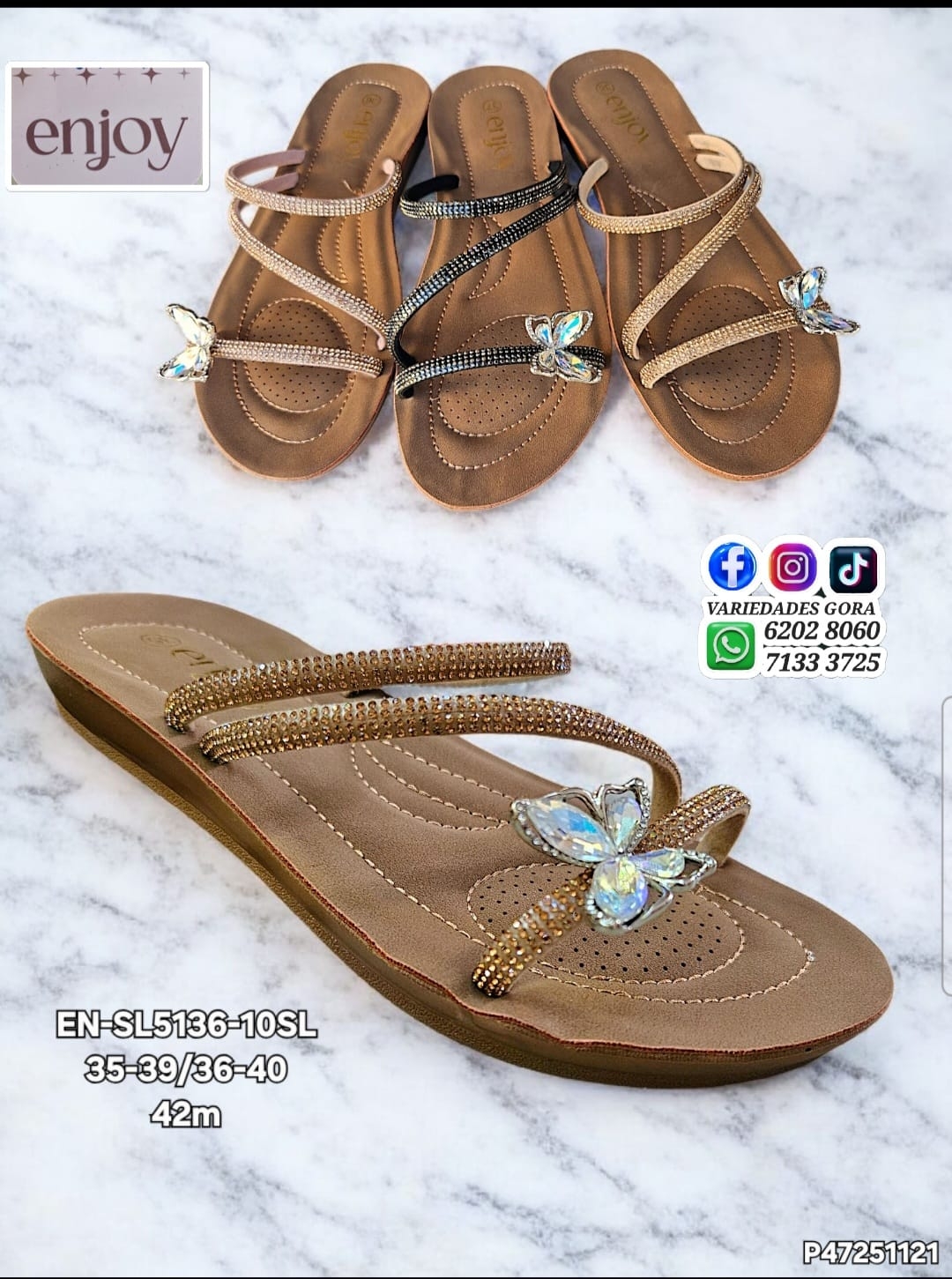 SANDALIA DAMA ENJOY 35-40 DE METER PACHITA MARIPOSA P47