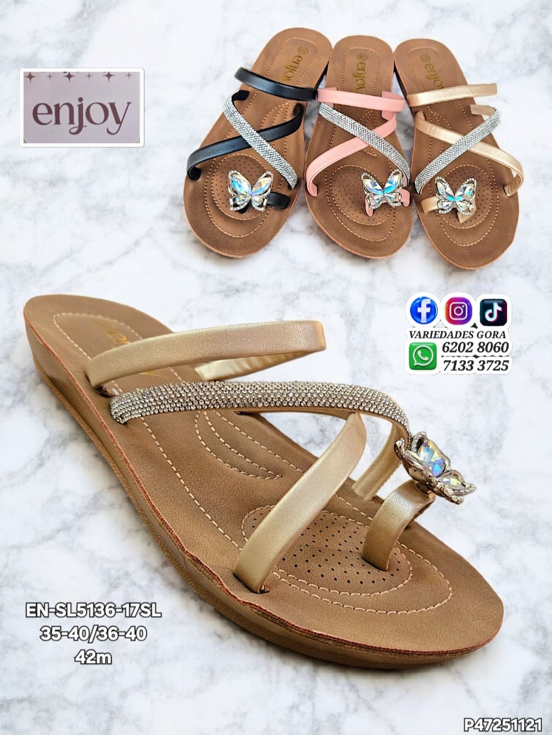 SANDALIA DAMA ENJOY 35-40 DE METER DEDO PACHITA MARIPOSA P47