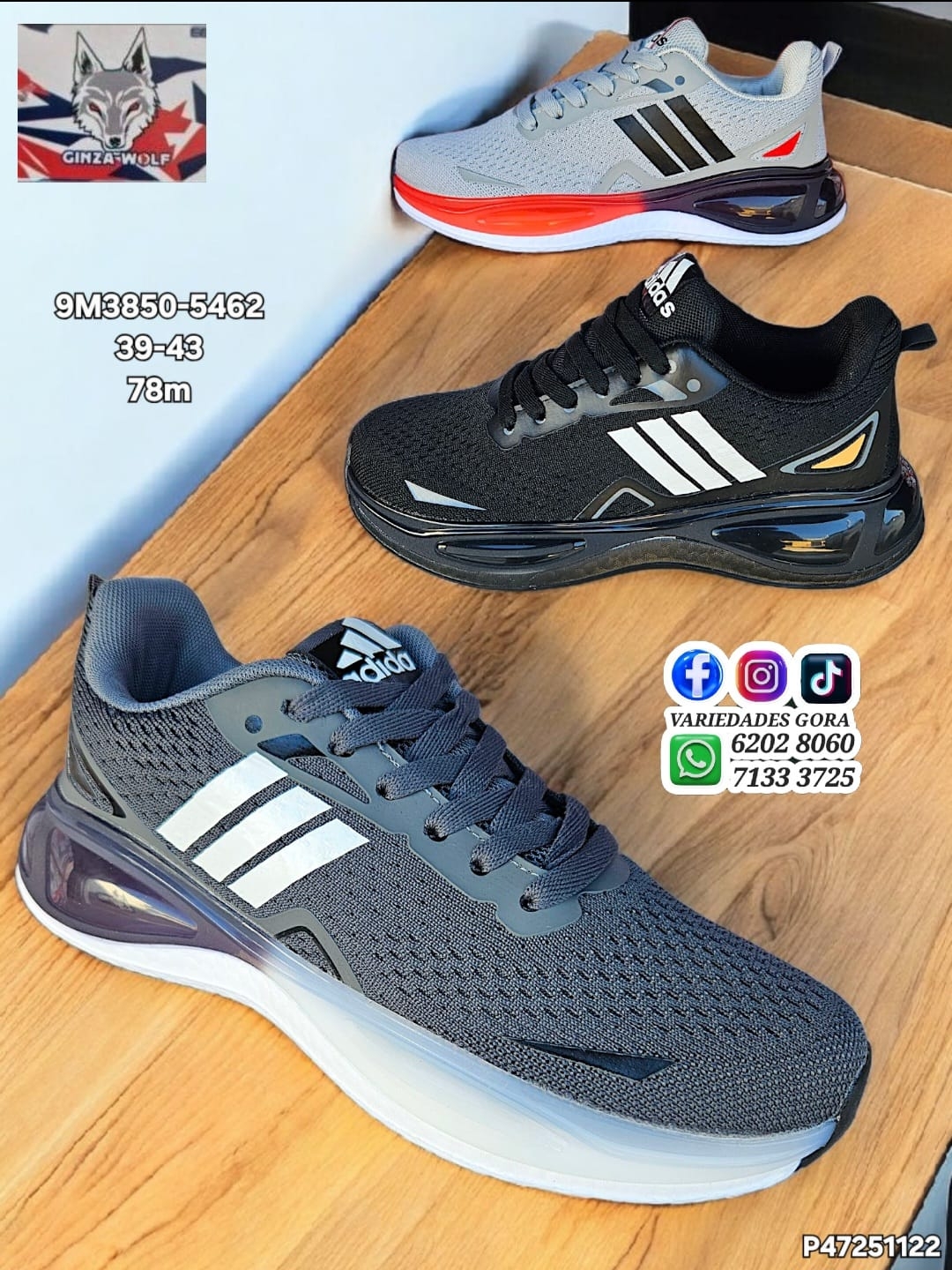 ZAPATO MARCA HOMBRE 39-43 ADDAS GINZA WOLF P47
