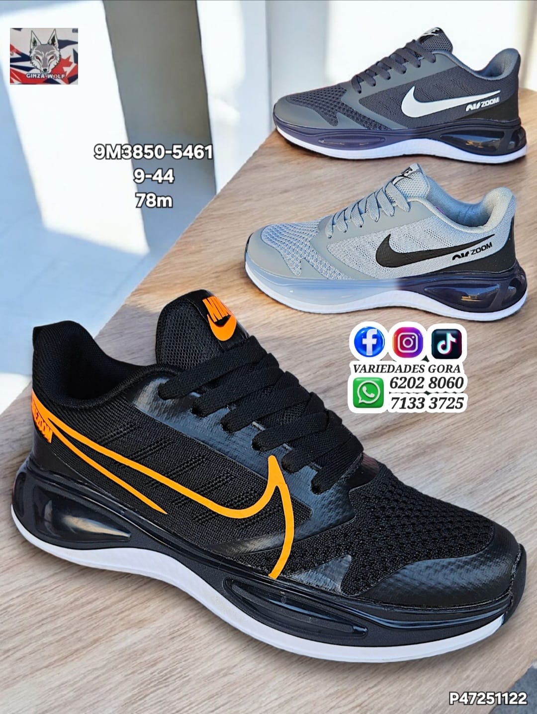 ZAPATO MARCA HOMBRE 39-44 NK GINZA WOLF P47