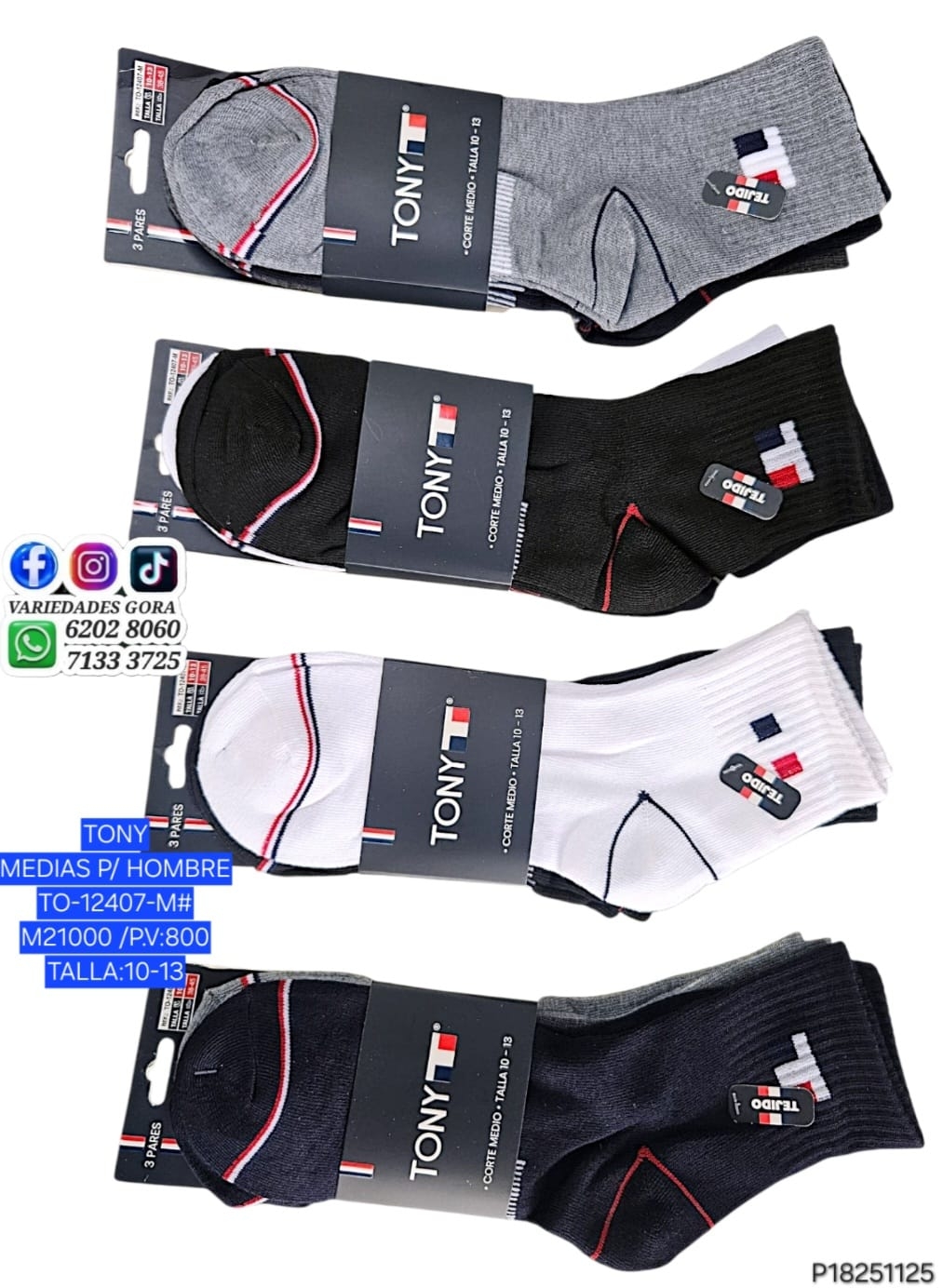 MEDIAS PARA HOMBRE 10-13 TONY P18