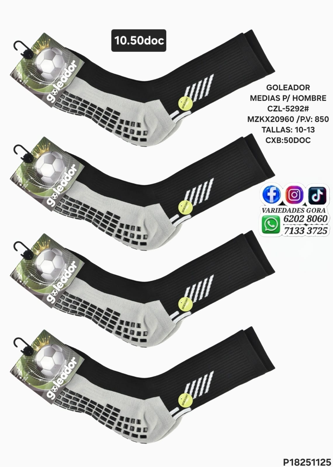 MEDIAS ANTIDESLIZANTE HOMBRE 10-13 GOLEADOR P18