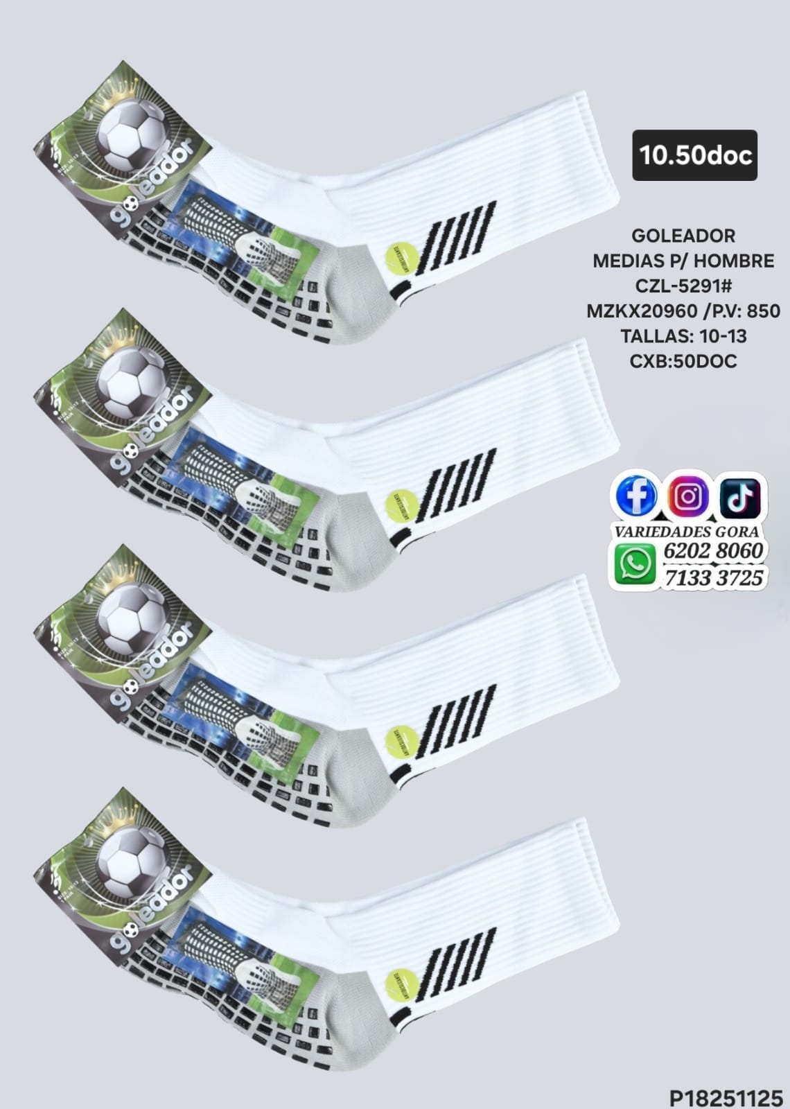 MEDIAS ANTIDESLIZANTE  HOMBRE 10-13 GOLEADOR P18