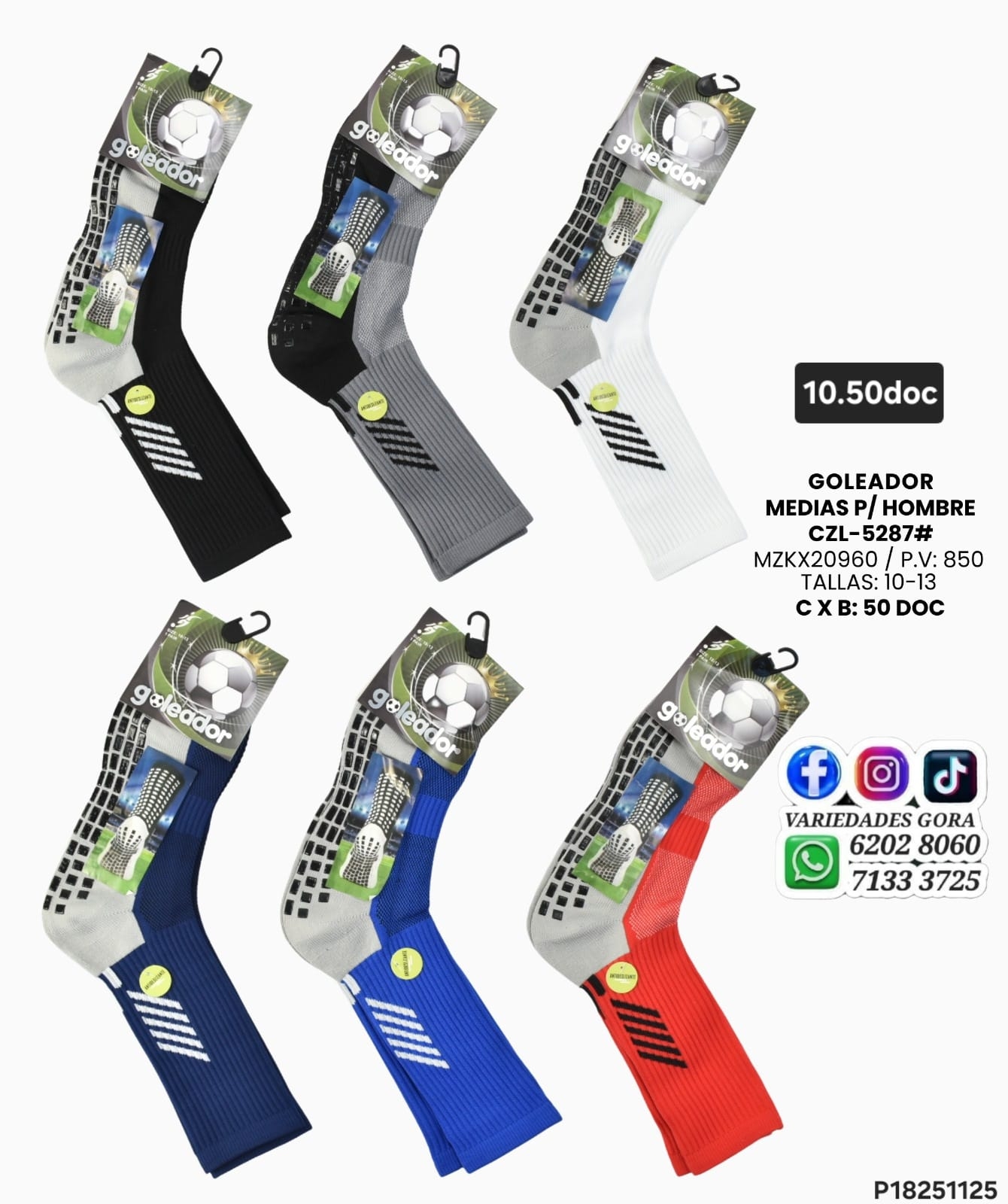 MEDIAS ANTIDESLIZANTE HOMBRE 10-13 GOLEADOR P18