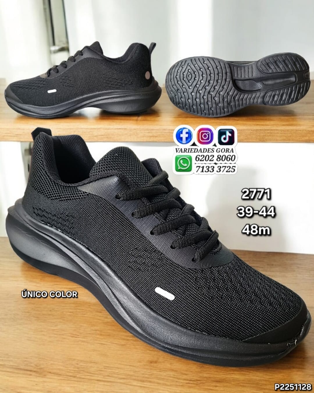 ZAPATO TENIS HOMBRE NEGRO 39-44 P2