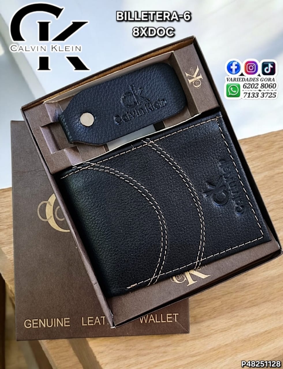 BILLETERA HOMBRE NEGRA CALVIN KLEIN CON LLAVERO P48   