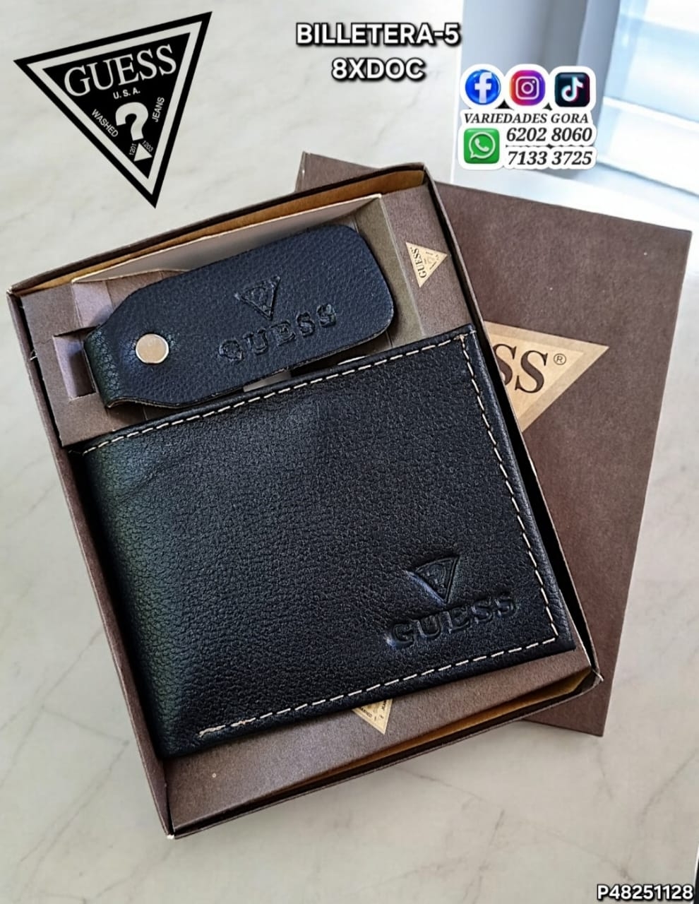 BILLETERA HOMBRE NEGRA GUES CON LLAVERO P48