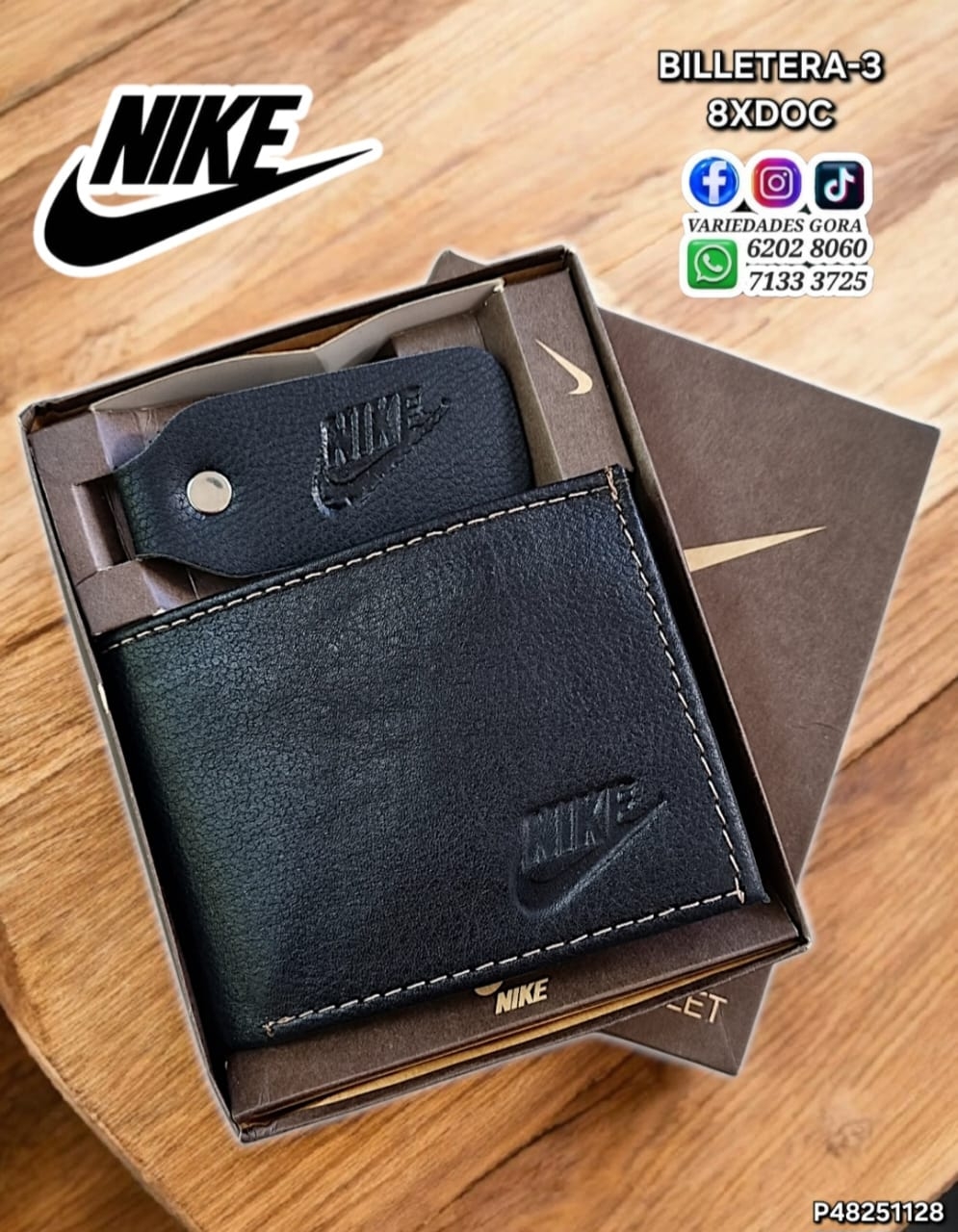 BILLETERA HOMBRE NEGRA NK CON LLAVERO P48