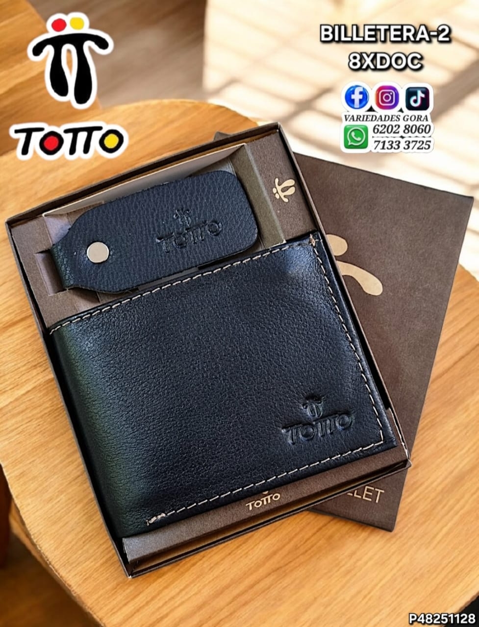 BILLETERA HOMBRE NEGRA TOTO CON LLAVERO P48