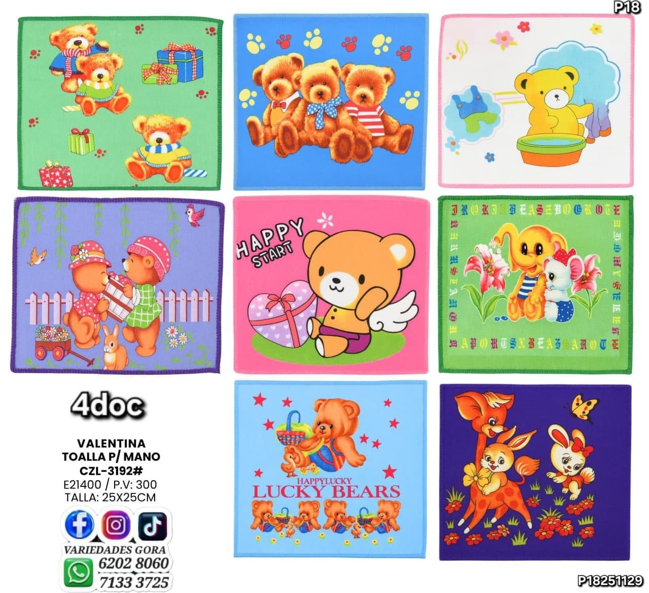 TOALLA PARA MANO VALENTINA  25X25CM P18