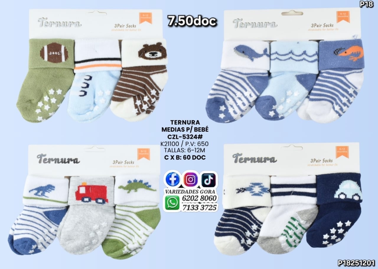 MEDIAS  PARA BEBE NIÑO 6-12M TERNURA P18