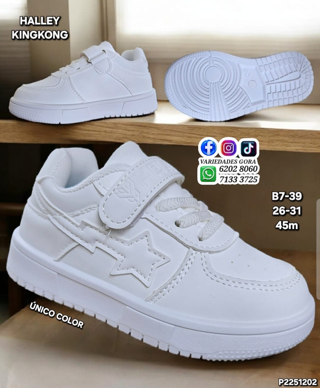 ZAPATO NIÑO FULL BLANCO 26-31 HALLEY KINGKONG P2