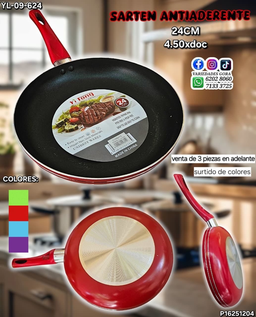 SARTEN ANTIADERENTE 24CM P16