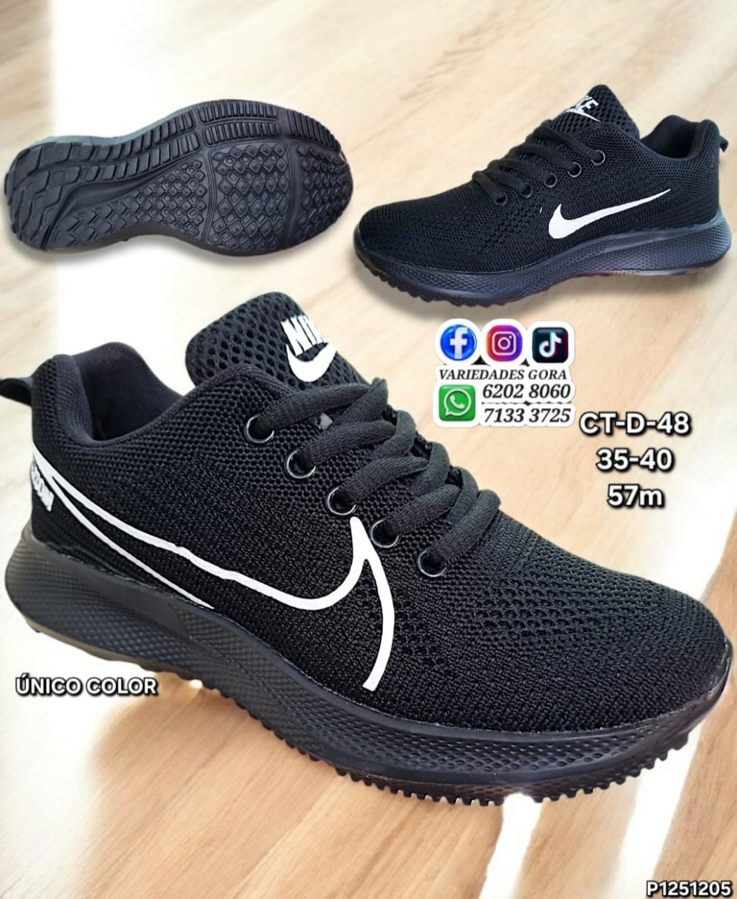 ZAPATO HOMBRE MARCA NK 35-40 FULL NEGRO P1