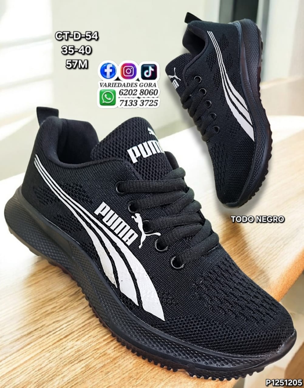 ZAPATO HOMBRE MARCA PM 35-40 FULL NEGRO P1