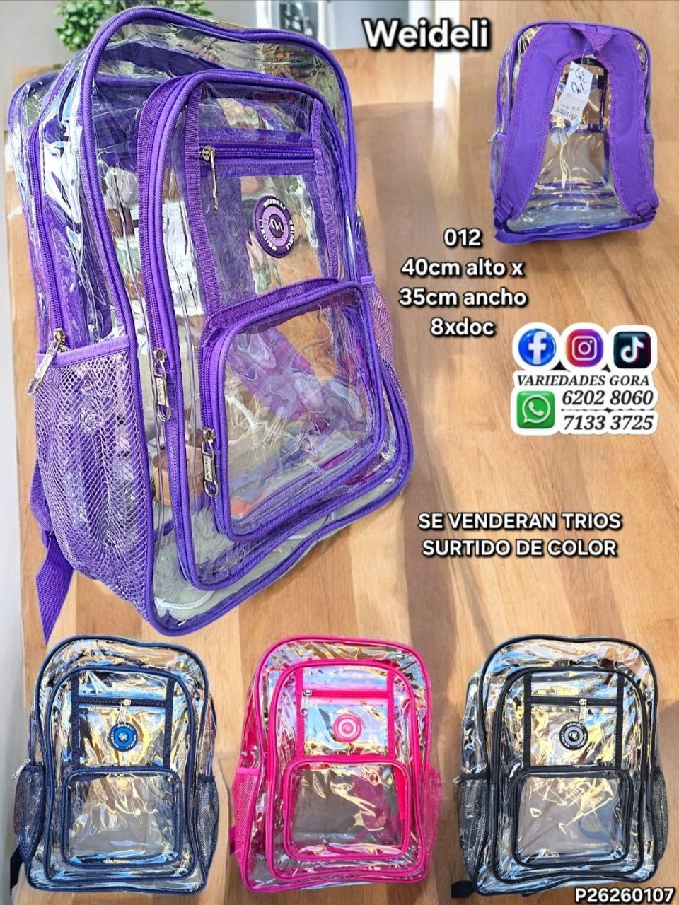 MOCHILA TRANSPARENTE WEIDELI P26