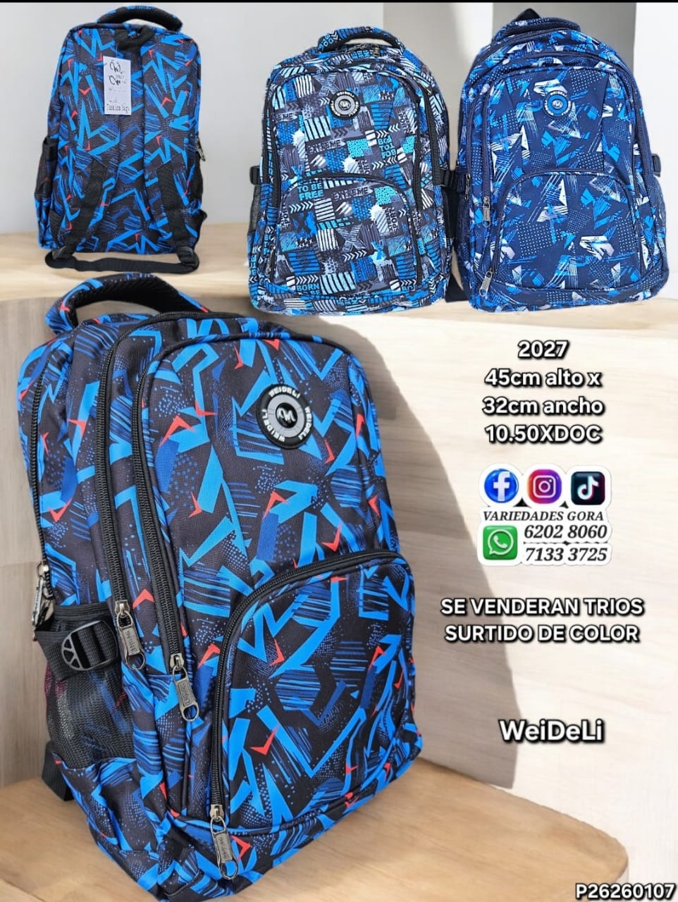 MOCHILA ESTAMPADO HOMBRE WEIDELI  P26
