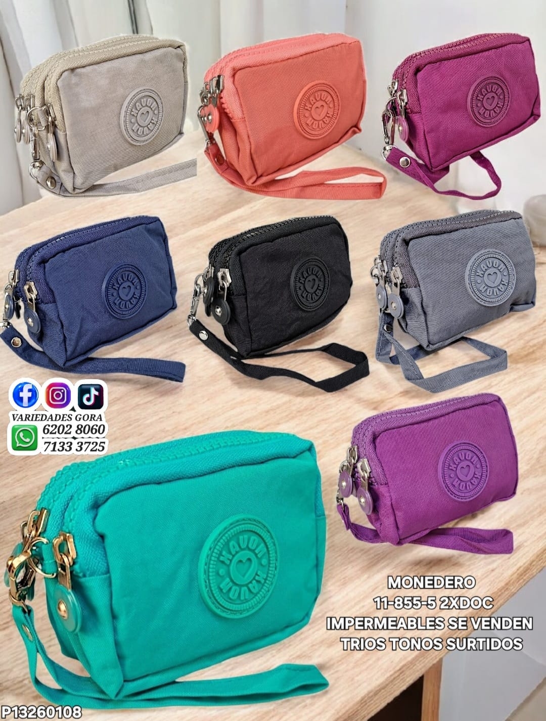 MONEDERO IMPERMEABLE GENERAL SURTIDO EN COLORES