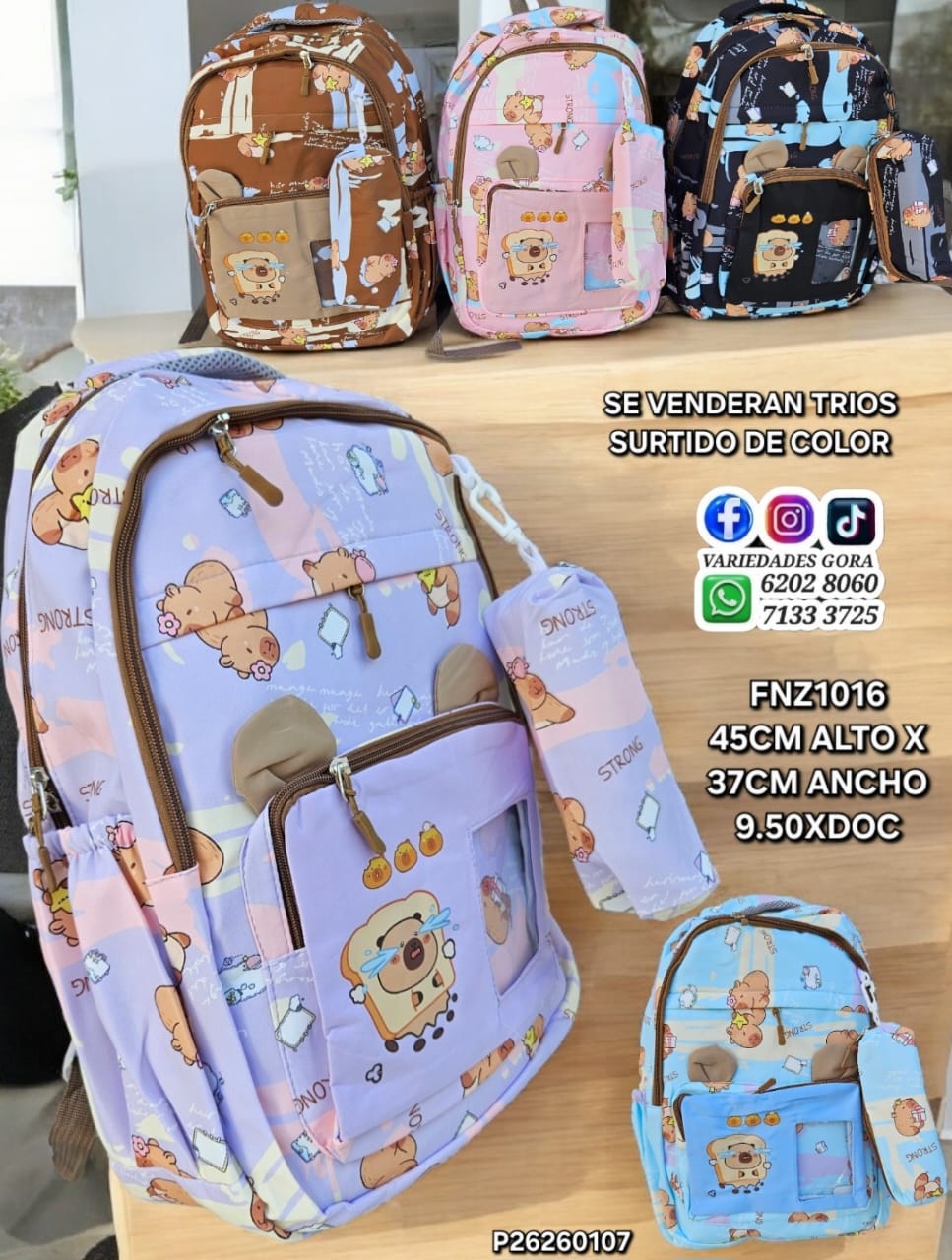 MOCHILA DAMA CAPYBARA OREJAS 45ALX37AN P26