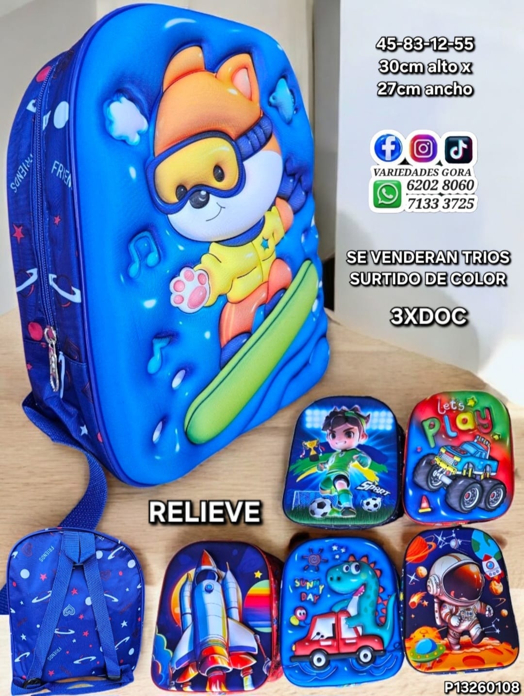 MOCHILA NIÑO RELIEVE P13