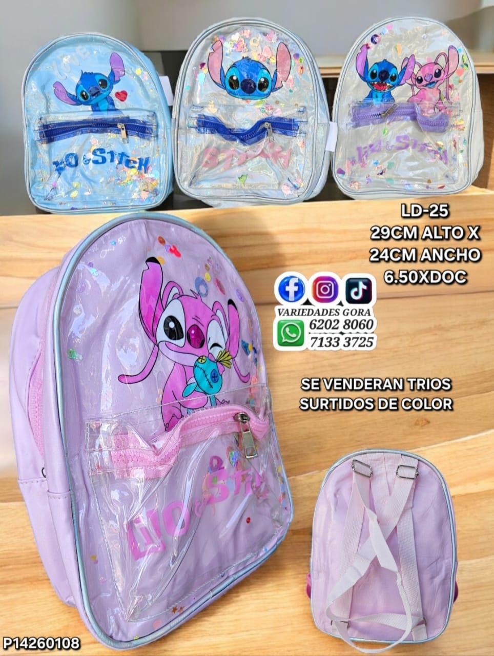 MOCHILA NIÑA STICH SURTIDO 29ALX24A N P14