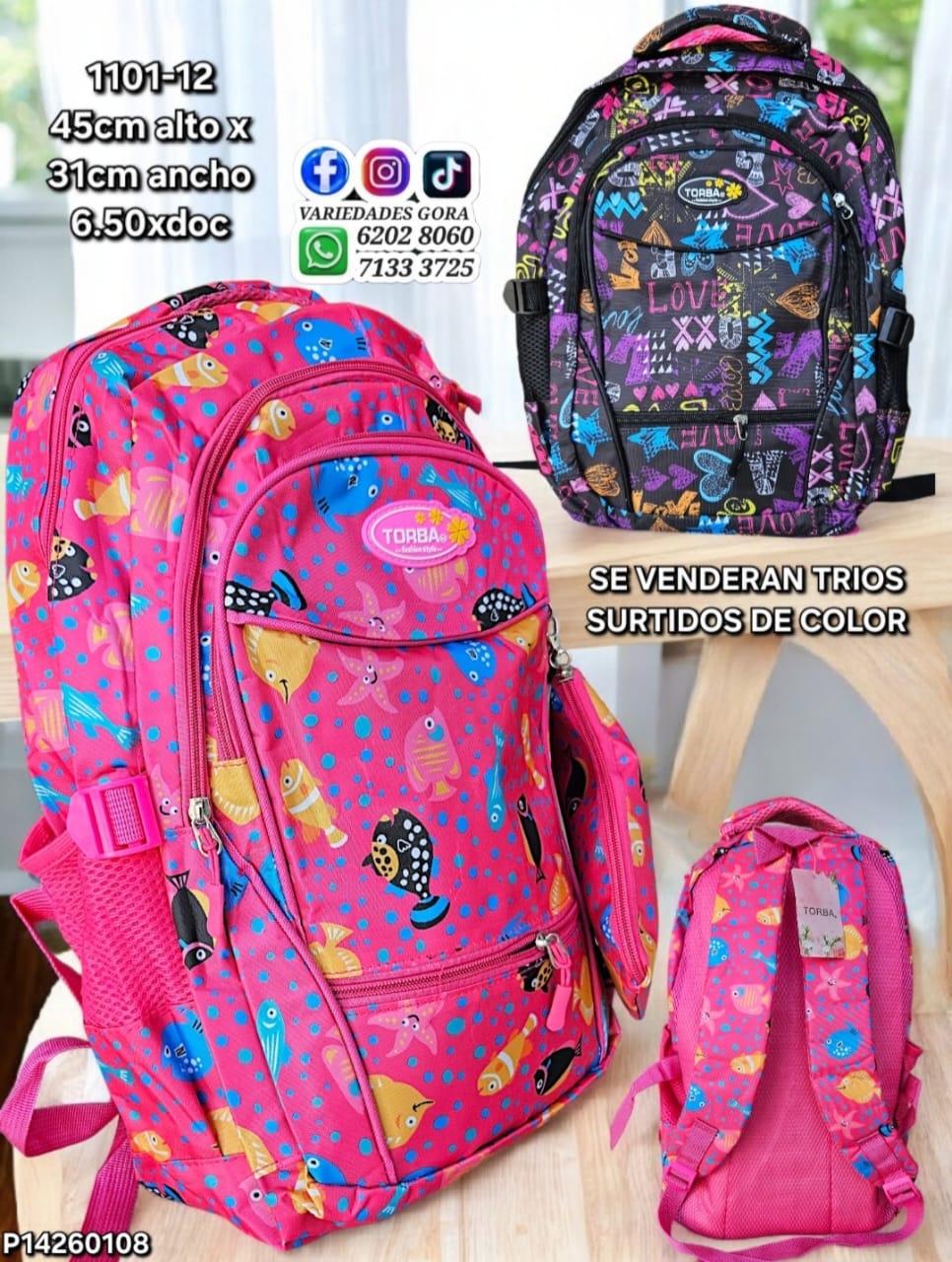 MOCHILA DAMA TORBA ESTAMPADO SURTIDO 45ALX31AN P14