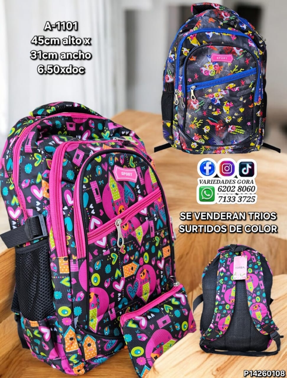 MOCHILA DAMA SPORT ESTAMPADA SURTIDA 45ALX31AN P14