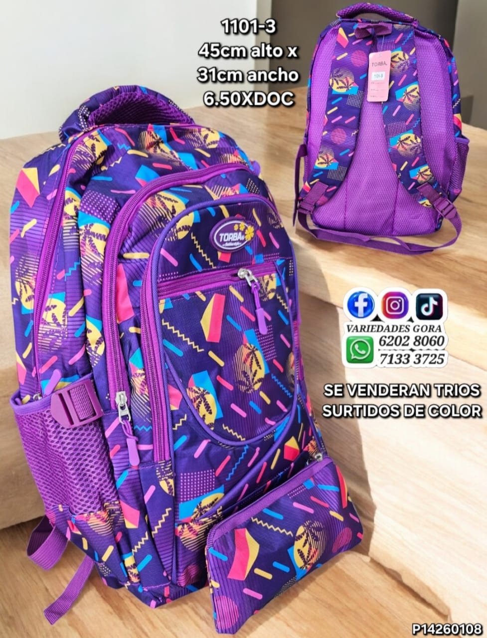 MOCHILA DAMA TORBA ESTAMPADA MORADA 45ALX31AN P14