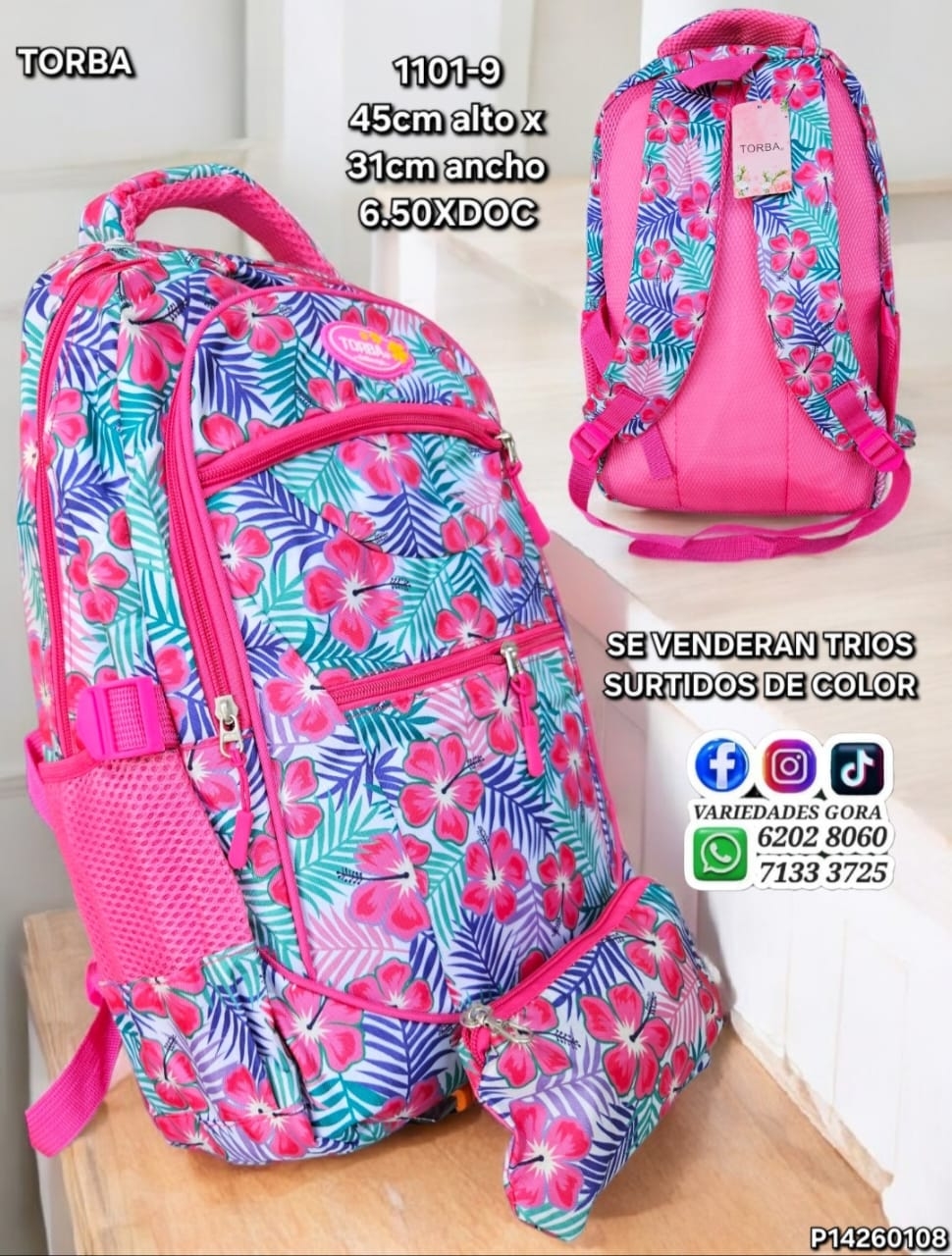 MOCHILA DAMA TORBA ESTAMPADA ROSADA 45ALX31AN P14