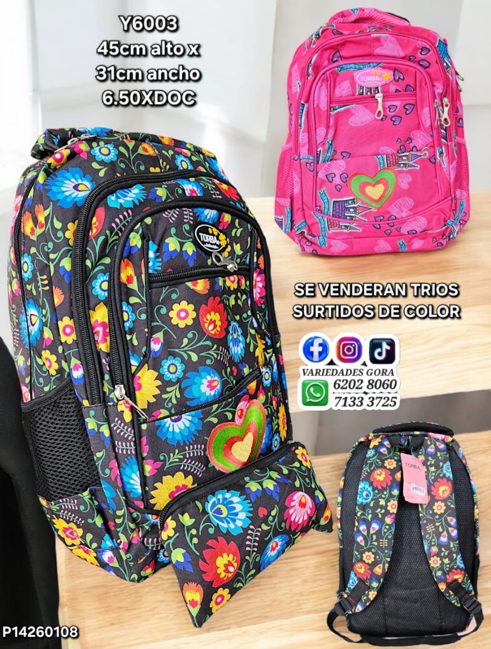 MOCHILA DAMA TORBA ESTAMPADA SURTIDO 45ALX31AN P14
