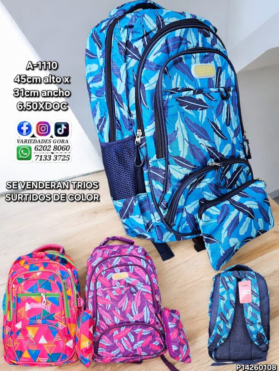 MOCHILA DAMA SPORT ESTAMPADA SURTIDA 45ALX31AN P14