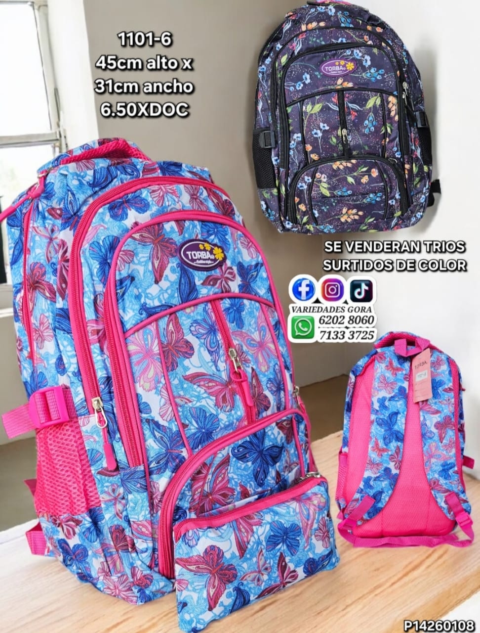 MOCHILA DAMA TORBA ESTAMPADA SURTIDA 45ALX31 P14