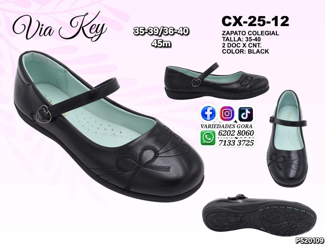 ZAPATO ESCOLAR DAMA 35-40 VIA KEY P52