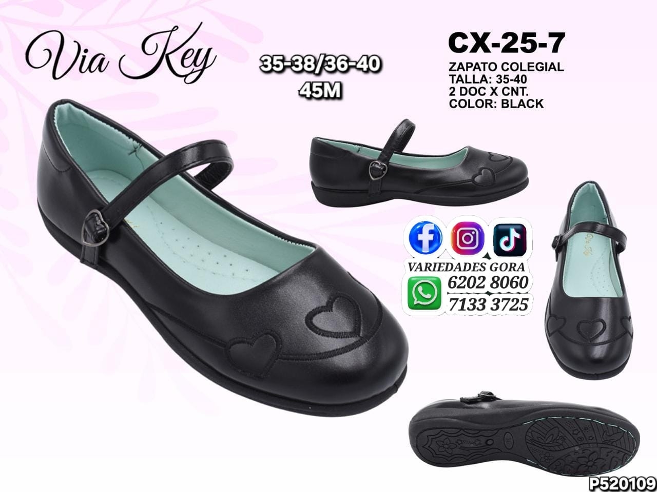 ZAPATO ESCOLAR DAMA 35-40 VIA KEY P52