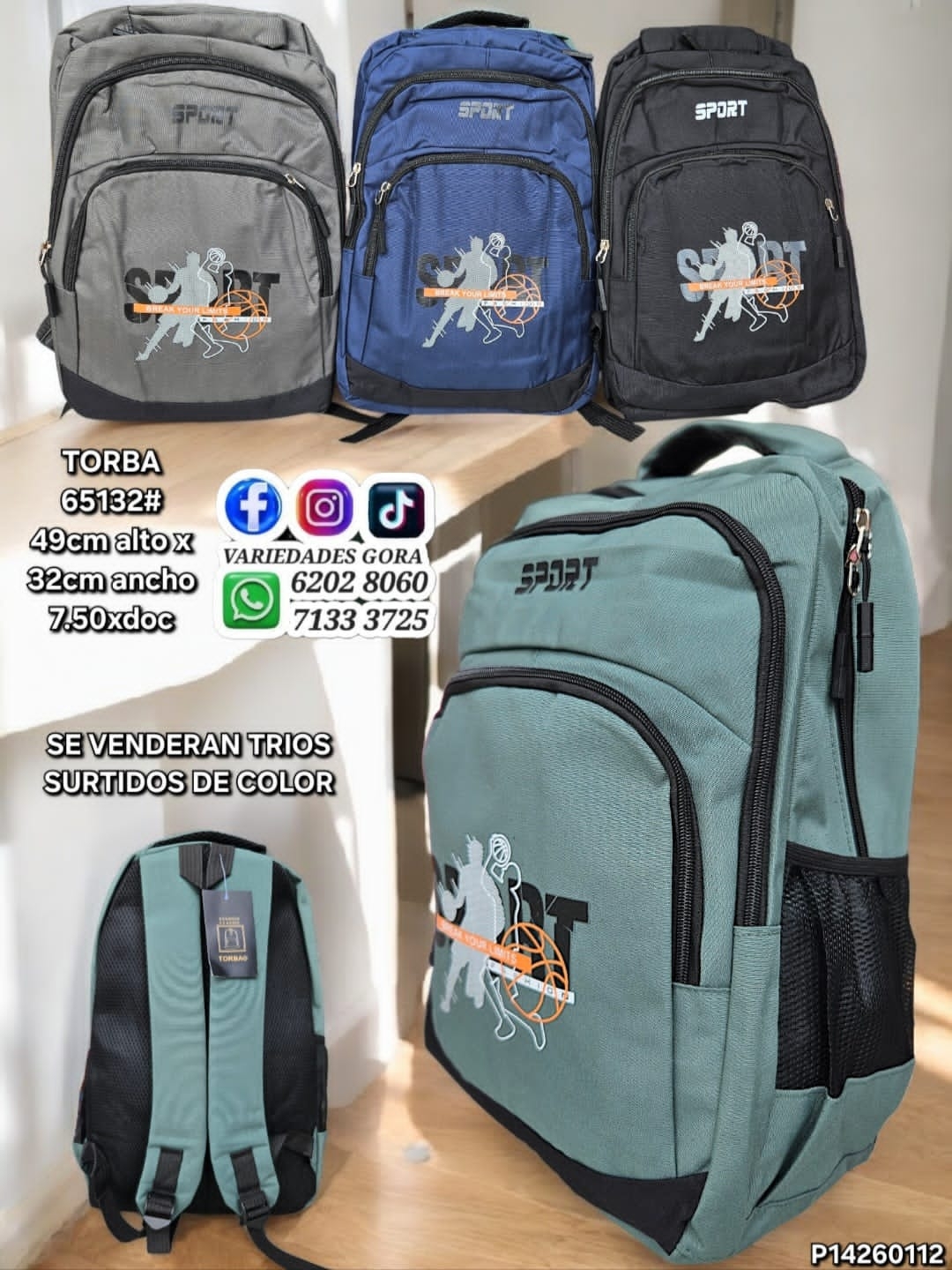 MOCHILA HOMBRE TORBA COLOR SURTIDO 49ALX32AN  P14