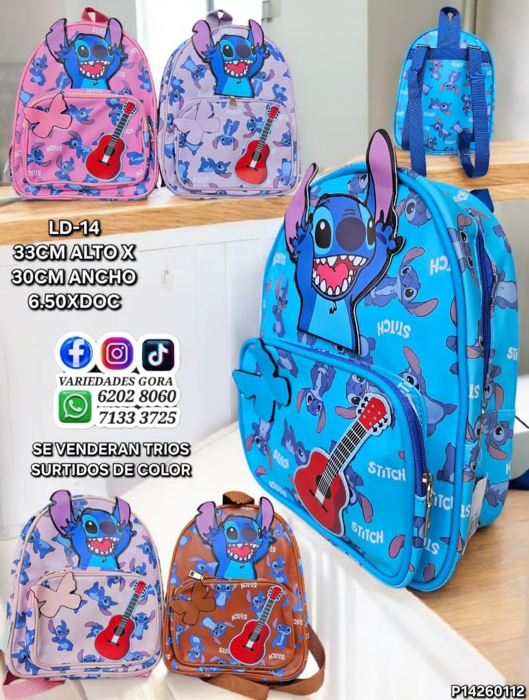 MOCHILA NIÑA 33ALX30AN  STITCH P14 SURTIDO