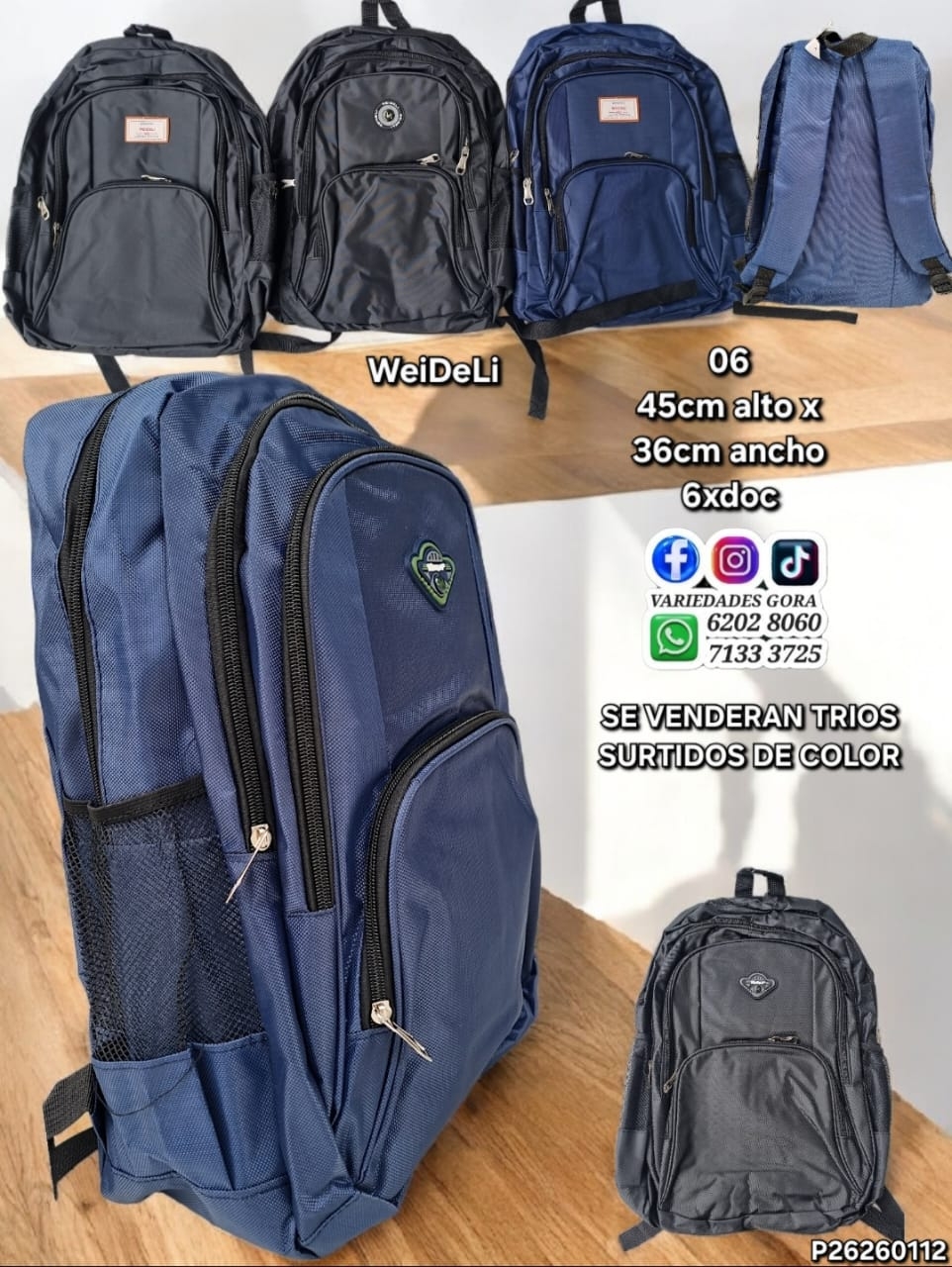 MOCHILA HOMBRE WEIDELI P26 SURTIDO