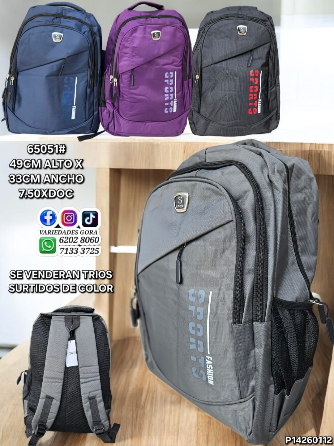 MOCHILA HOMBRE 49ALX33AN SPORT P14 SURTIDO