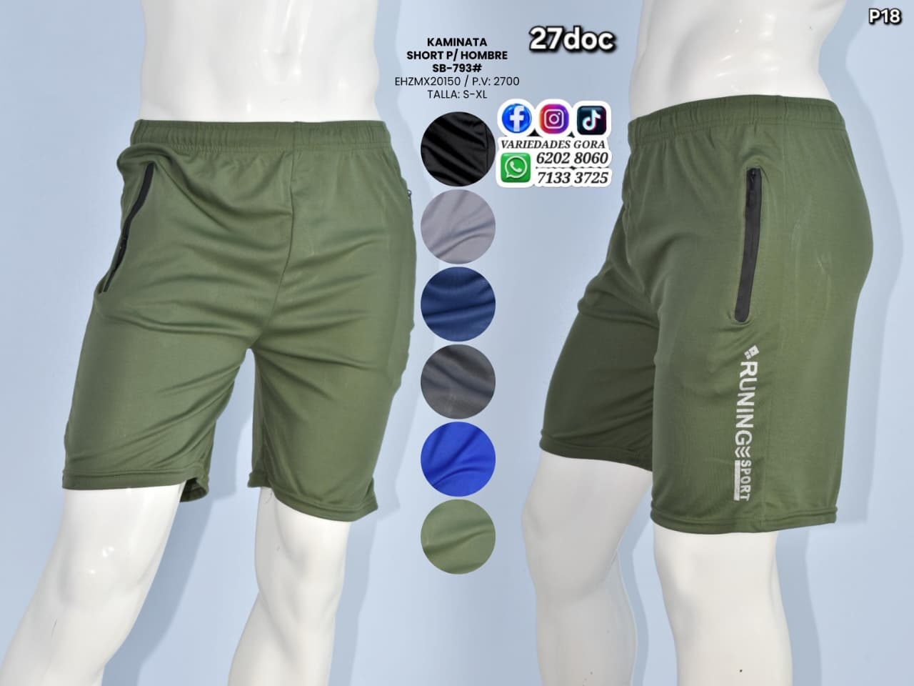 SHORT HOMBRE COLORES S-XL KAMINATA P18