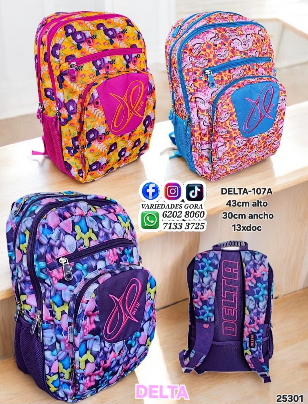 DESC. MOCHILA DAMA DELTA ESTAMPADA 43ALX30AN GENERAL