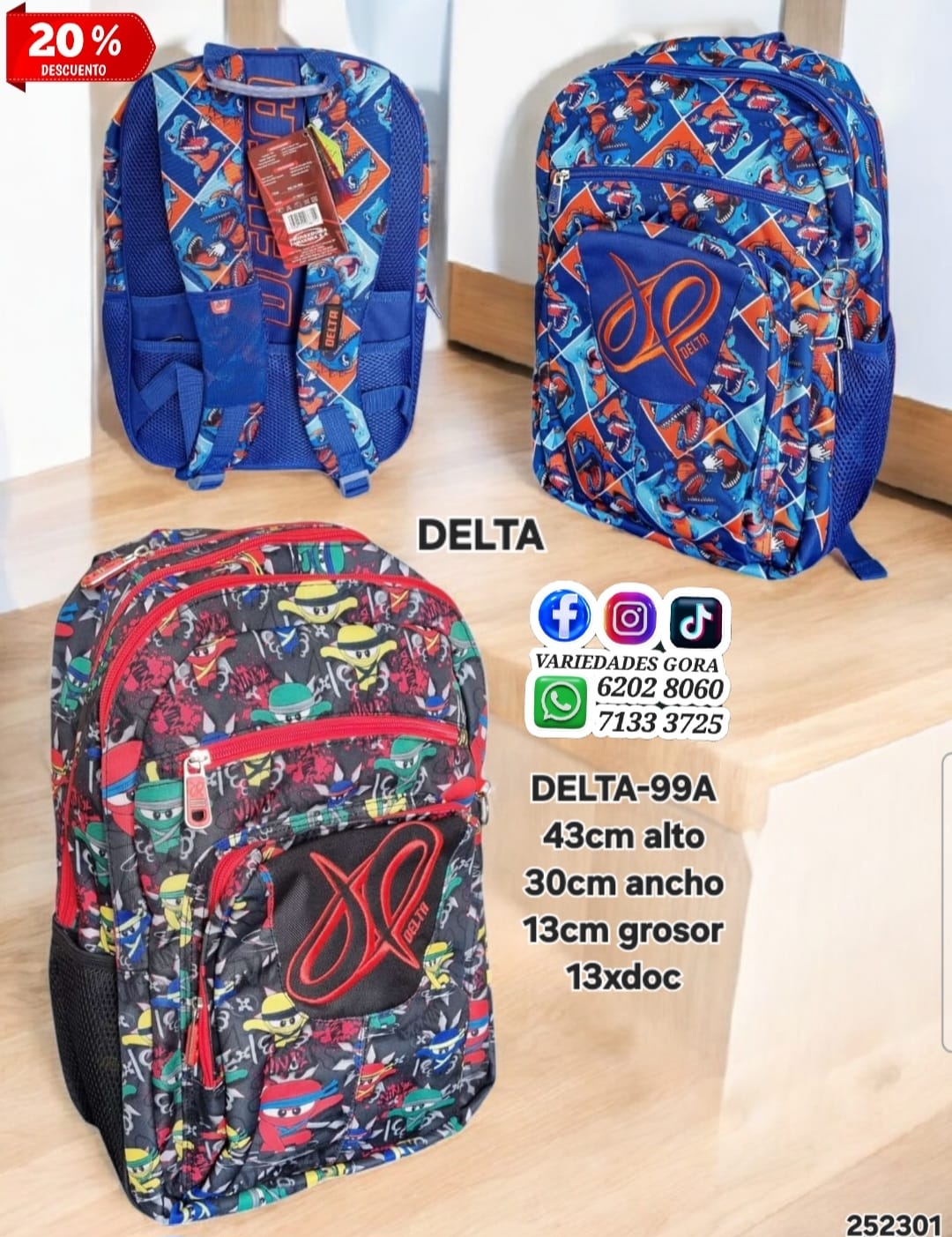 DESC. MOCHILA HOMBRE DELTA ESTAMPADA  43ALX13AN GENERAL