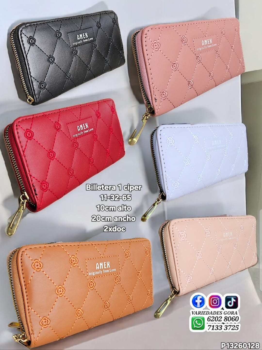 BILLETERA DAMA UN ZIPPER GENERAL SURTIDO 20ANX10AL P13