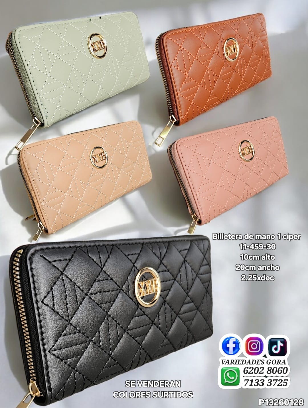 BILLETERA DAMA UN ZIPPER GENERAL SURTIDO 20ANX10AL P13