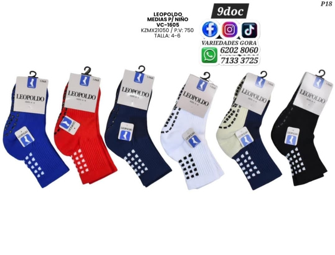 MEDIAS ANTIDESLIZANTE NIÑO  4-6 LEOPOLDO P18