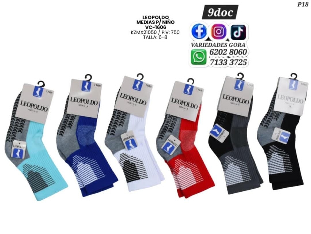 MEDIAS ANTIDESLIZANTE NIÑO 6-8 LEOPOLDO P18