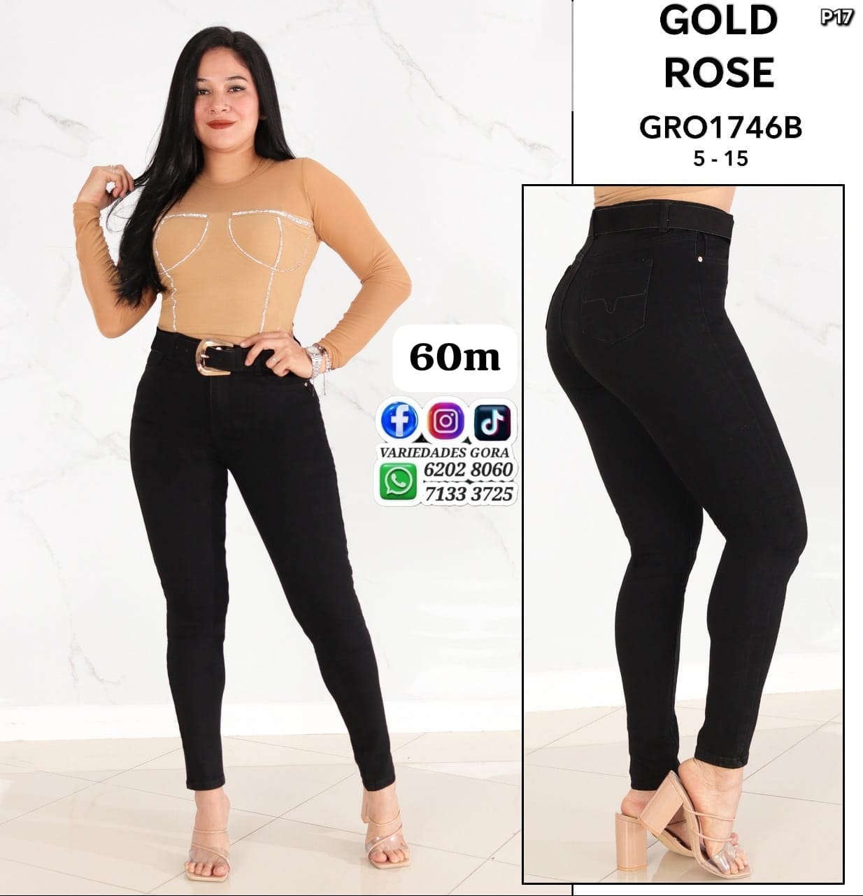 PANTALON DAMA JEANS 5-15 GOLD ROSE P17