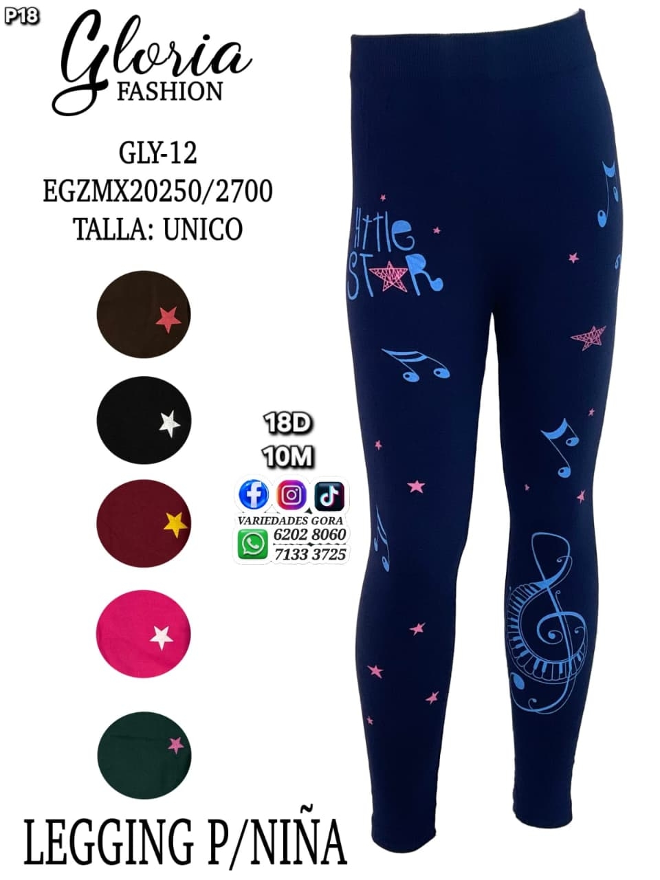 LICRA NIÑA GLORIA LEGGING TALLA UNICA P18