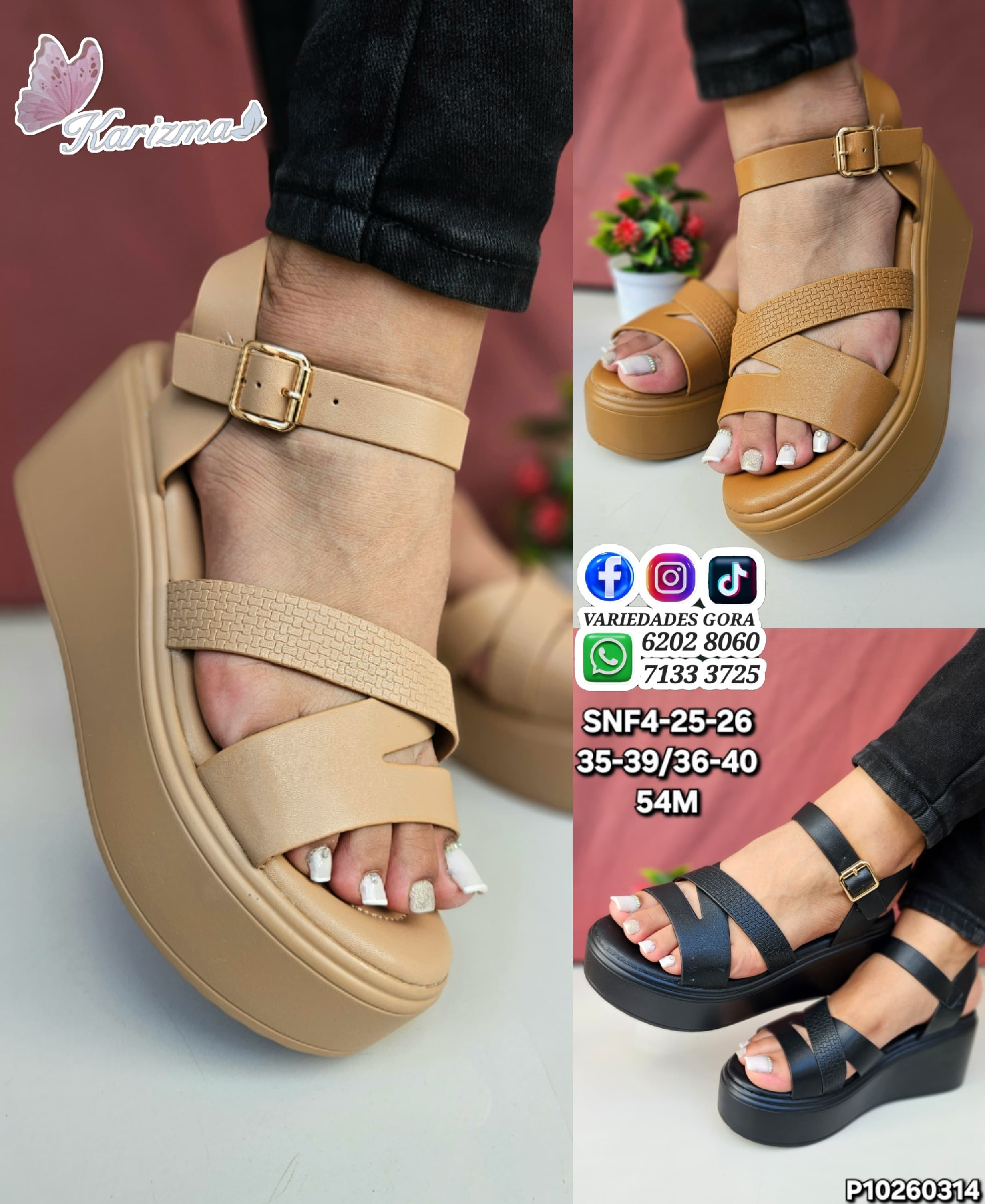 SANDALIA DAMA KARIZMA 35-40 TALON PLATAFORMA P10