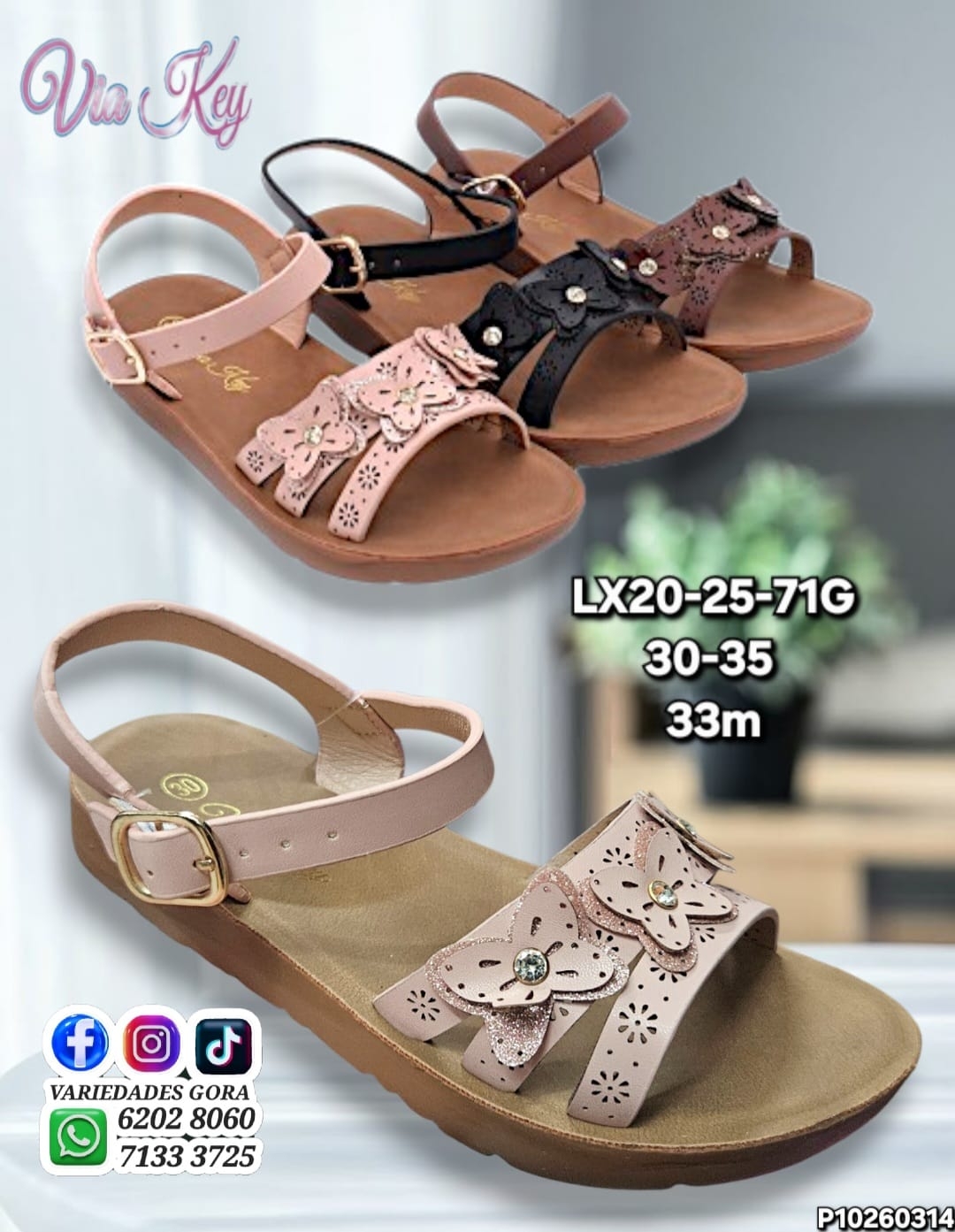 SANDALIA NIÑA VIA KEY 30-35 DE TALON P10